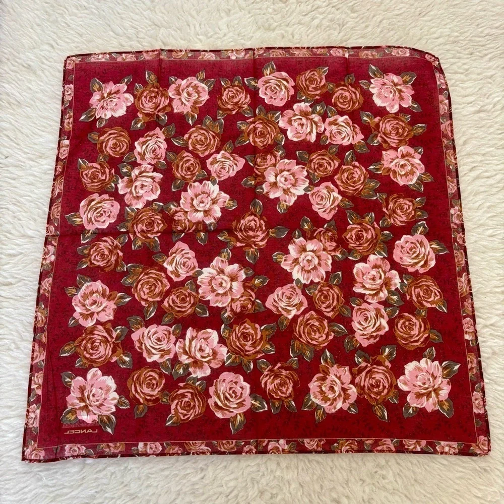 Lancel Floral Handkerchief/Bandana Scarf size 18”